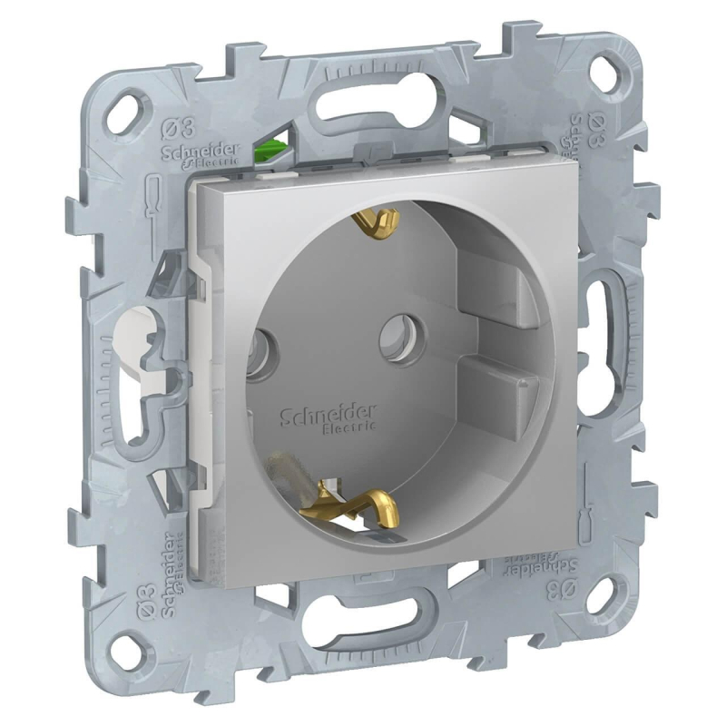 Розетка Schneider Electric Unica New с/з со шторками NU505730 в Санкт-Петербурге