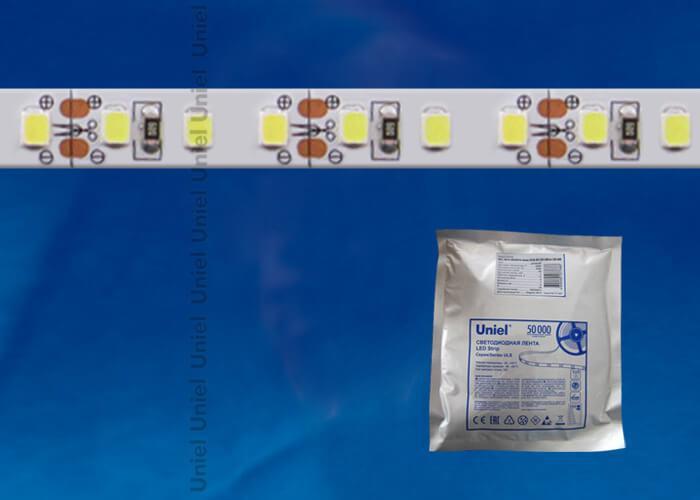 Светодиодная лента (UL-00002970) Uniel 60LED/m 6W/m 2835SMD белый 5M ULS-2835-60LED/m-8mm-IP20-DC24V-6W/m-5M-W в Санкт-Петербурге