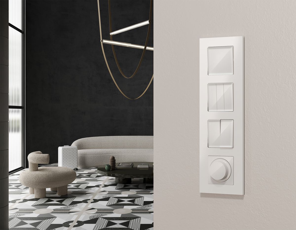 Комплект механизма 2-клавишного перекрестного выключателя 10A-250V Alfa Белый глянец Quant Ambrella Volt MA103030 (AP1030, VM125) в Санкт-Петербурге