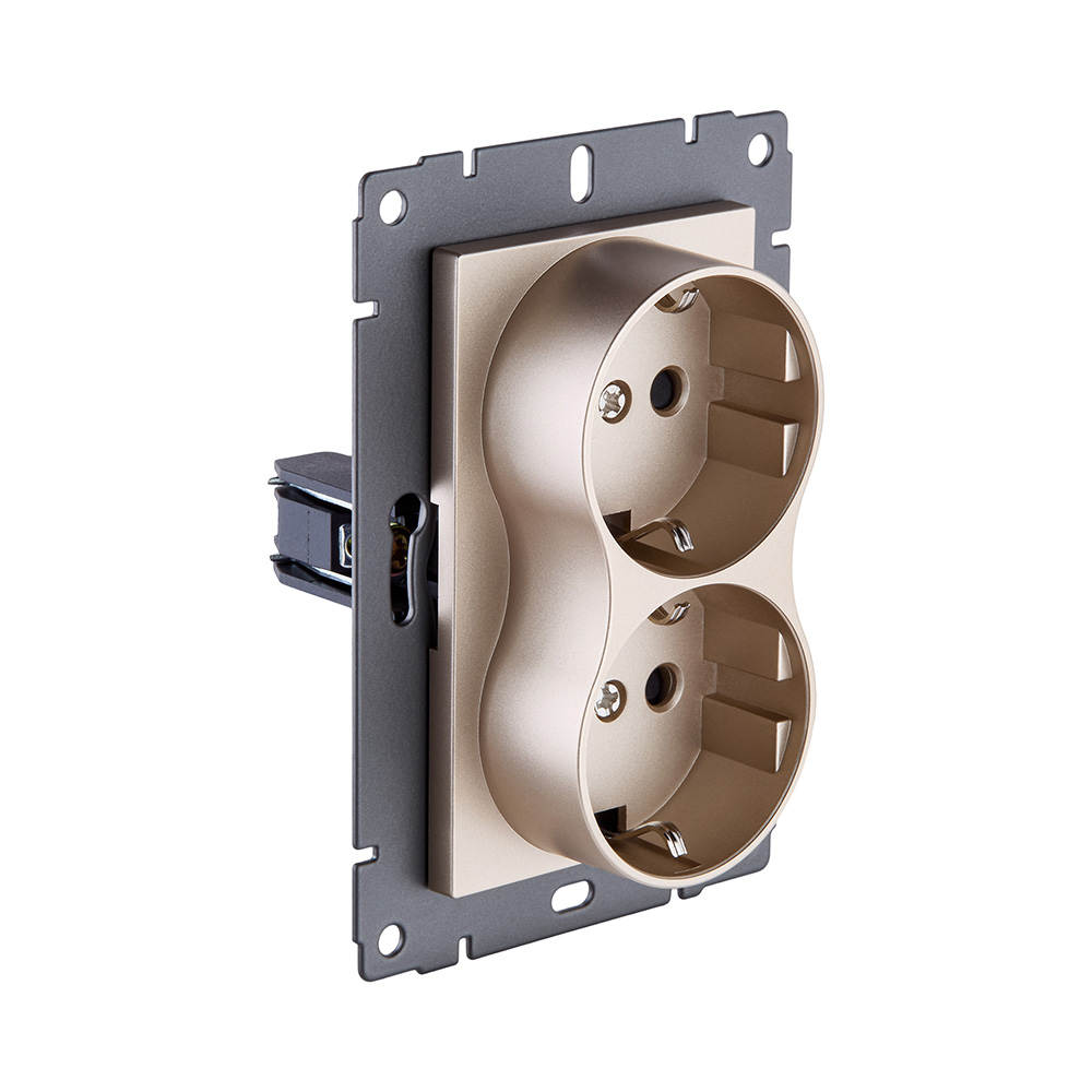 Розетка штепсельная SCHUKO двойная 16A/250 В, золотой Kollinger REA-032GD для Aspekt, Eleganz, Reflex в Санкт-Петербурге