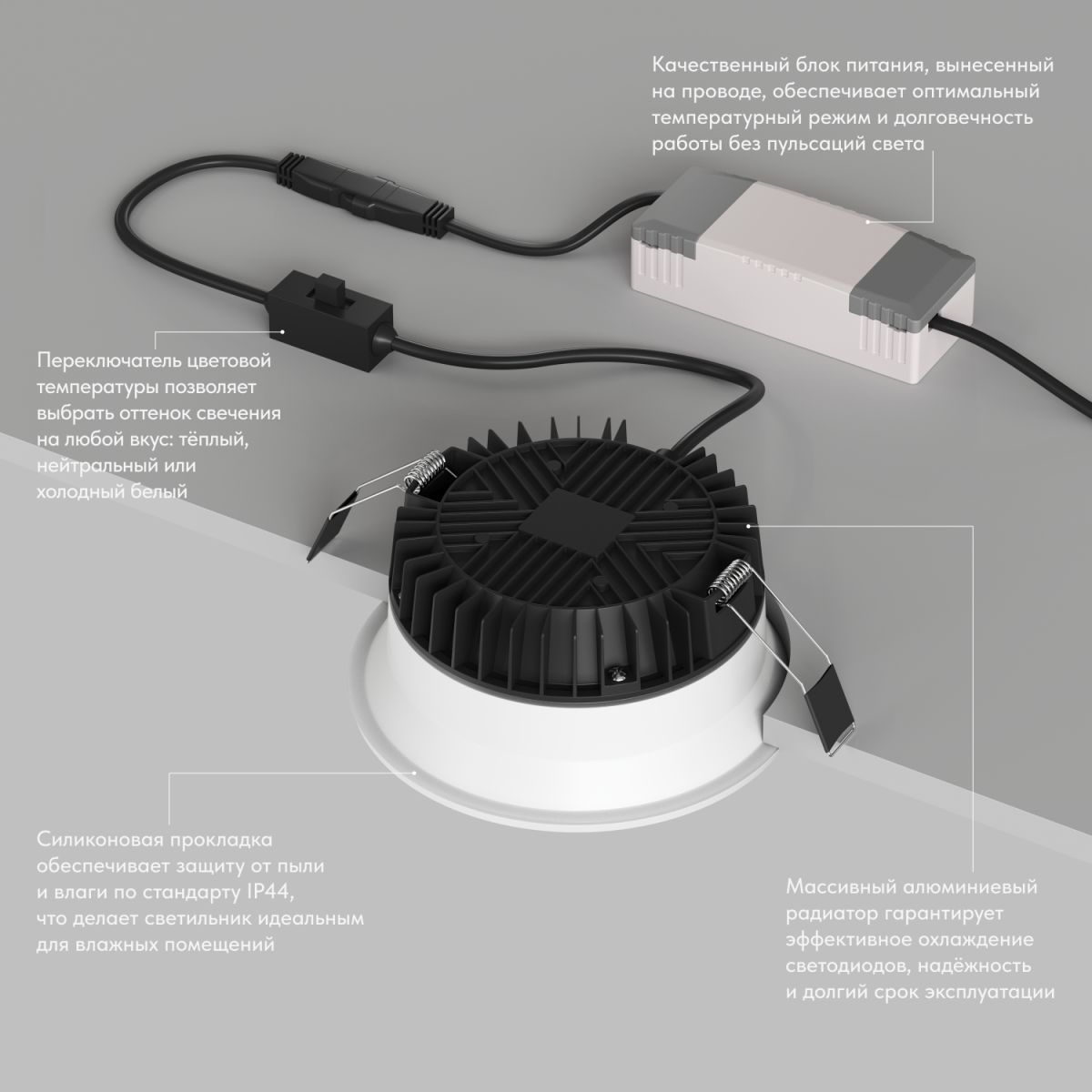 Точечный встраиваемый влагозащищенный светильник Denkirs Trim DK2450-WH в Санкт-Петербурге