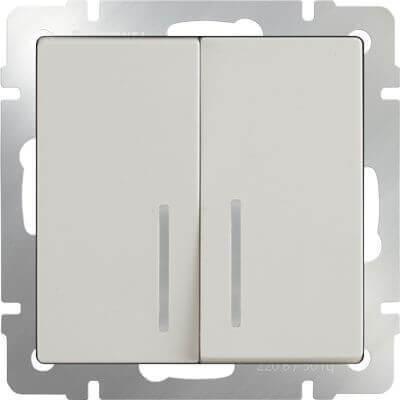 Выключатель Werkel двухклавишный с подсветкой слоновая кость WL03-SW-2G-LED-ivory 4690389059285 в Санкт-Петербурге