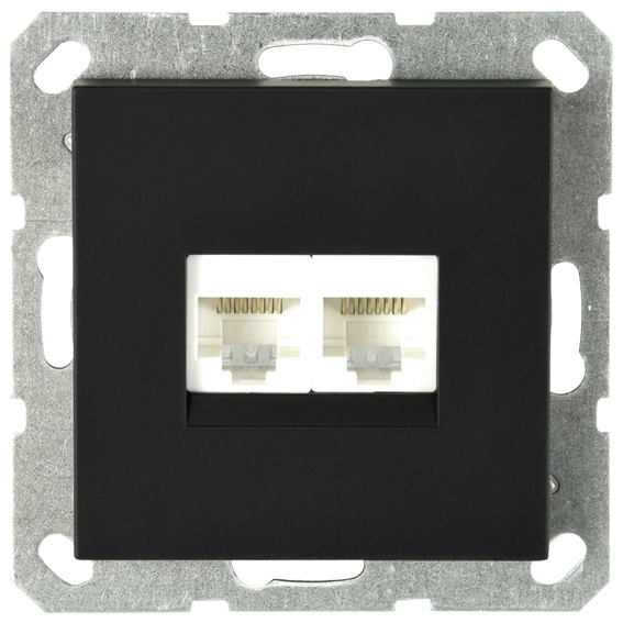 Интернет розетка Jasmart двойная разъем RJ45х2 с накладкой черный матовый (soft touch) G6106PB в Санкт-Петербурге