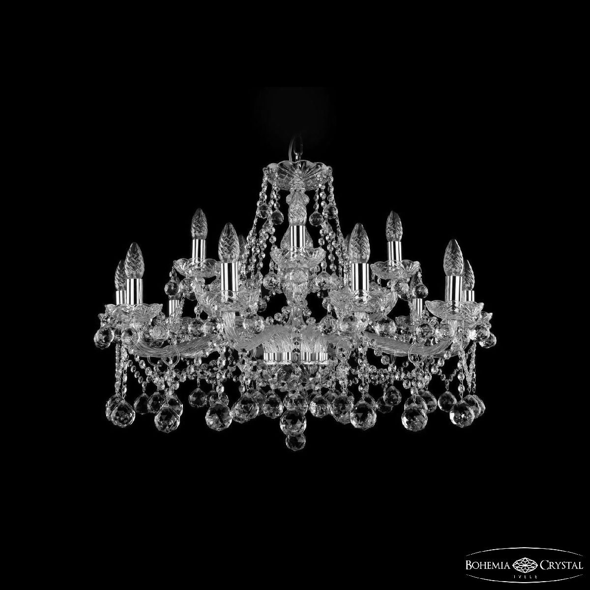Подвесная люстра Bohemia Ivele Crystal 1413/10+5/300 Ni Balls в Санкт-Петербурге