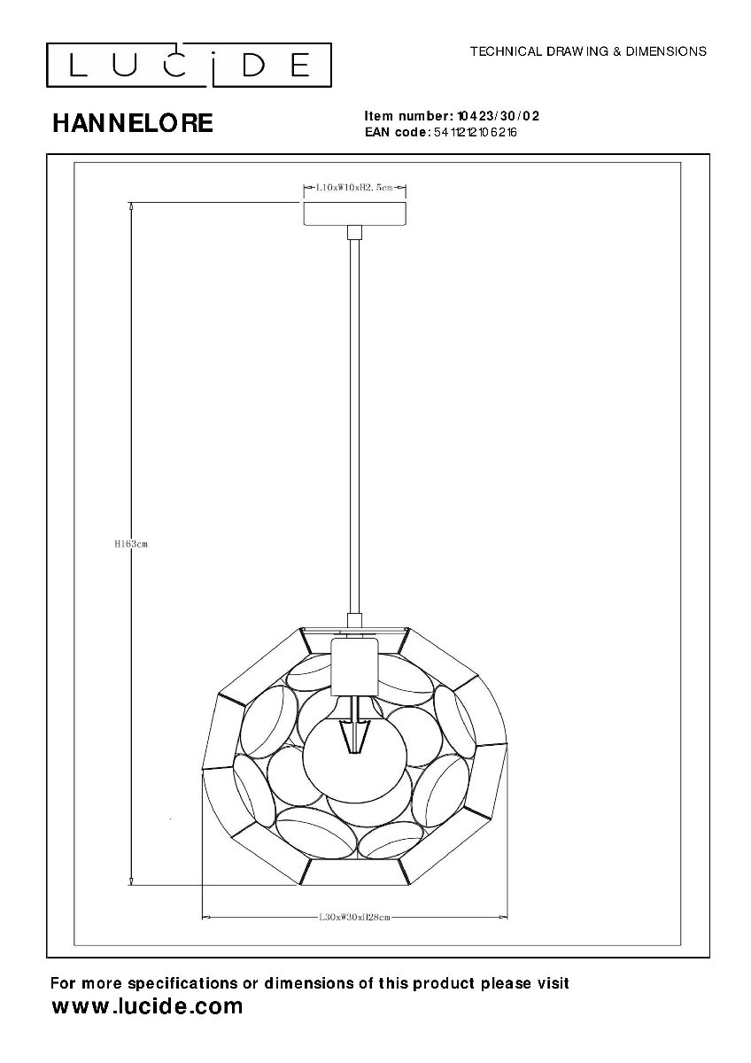 Подвесной светильник Lucide Hannelore 10423/30/02 в Санкт-Петербурге