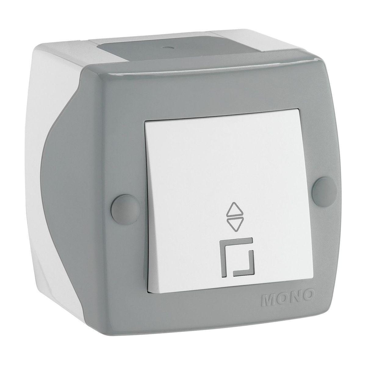 Выключатель одноклавишный проходной Mono Electric Octans IP20 10А 250В бело-серый 104-020001-109 в Санкт-Петербурге