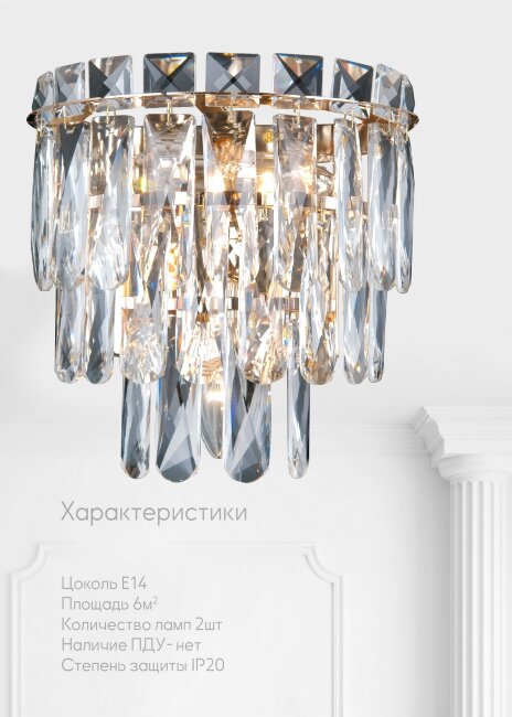 Настенный светильник Lumien Hall Kristin LH0066/2W-FGD-CL в Санкт-Петербурге