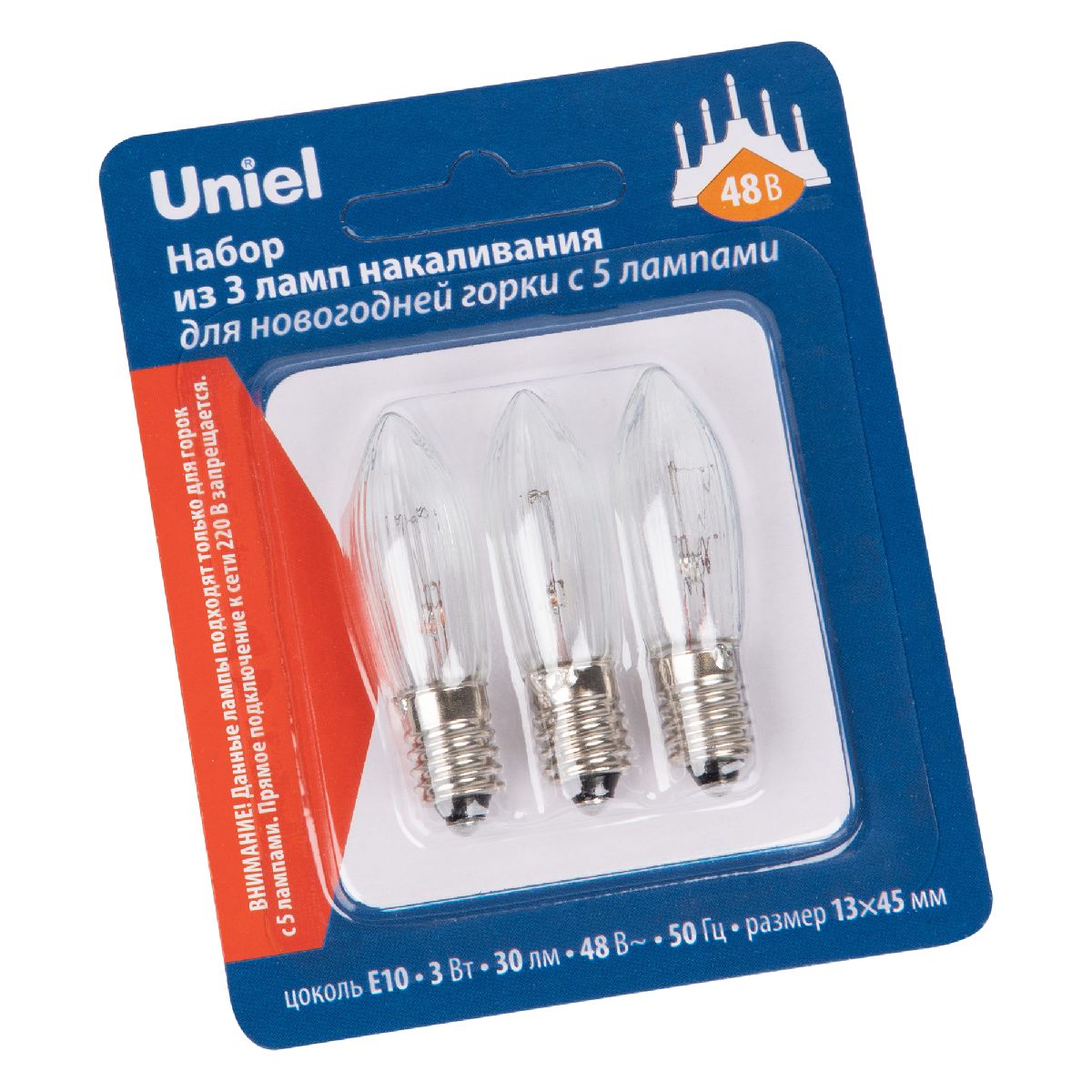 Лампа накаливания Uniel IL-CT13-CL-03/E10/48V SET3 BLISTER UL-00010986 в Санкт-Петербурге