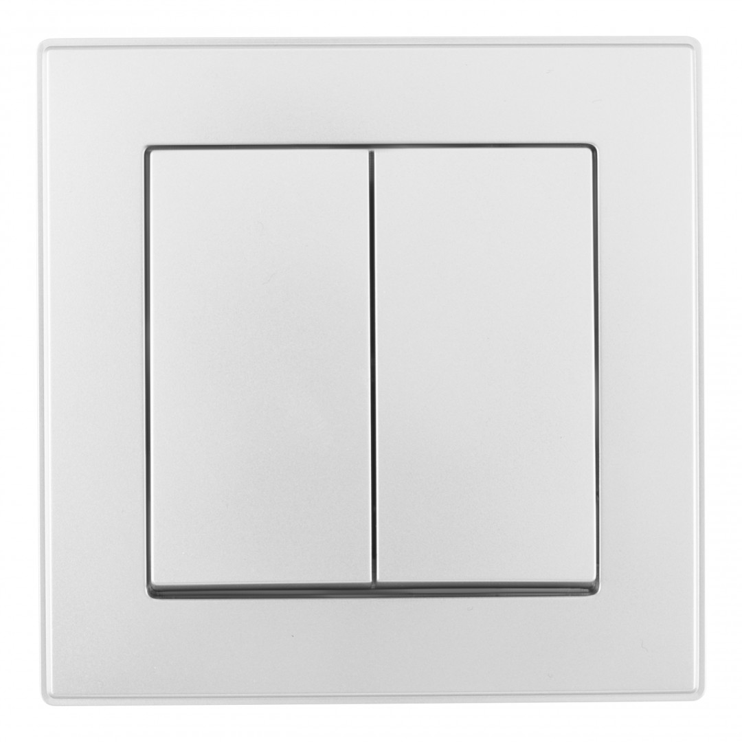 Выключатель двухклавишный Arte Milano SET06-1-30-2 silver в Санкт-Петербурге