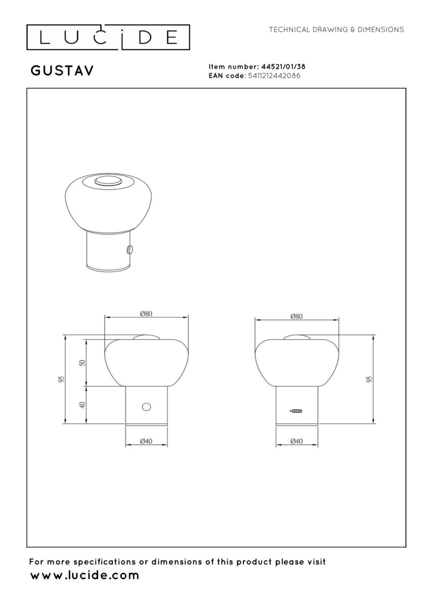 Настольная лампа Lucide Gustav 44521/01/38 в #REGION_NAME_DECLINE_PP#