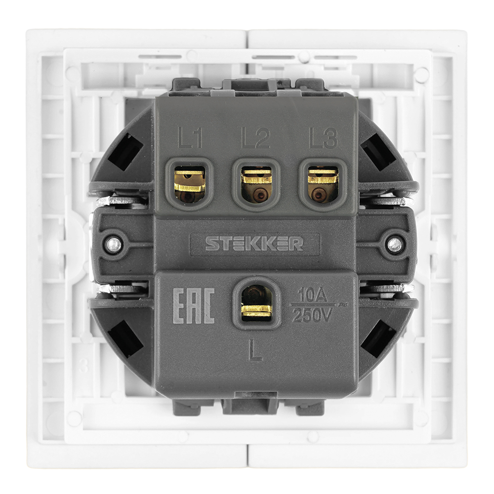 Выключатель 3-клавишный (механизм) Stekker Мия 250В 10А RSW10-3108-01 белая магнолия 50430 в Санкт-Петербурге