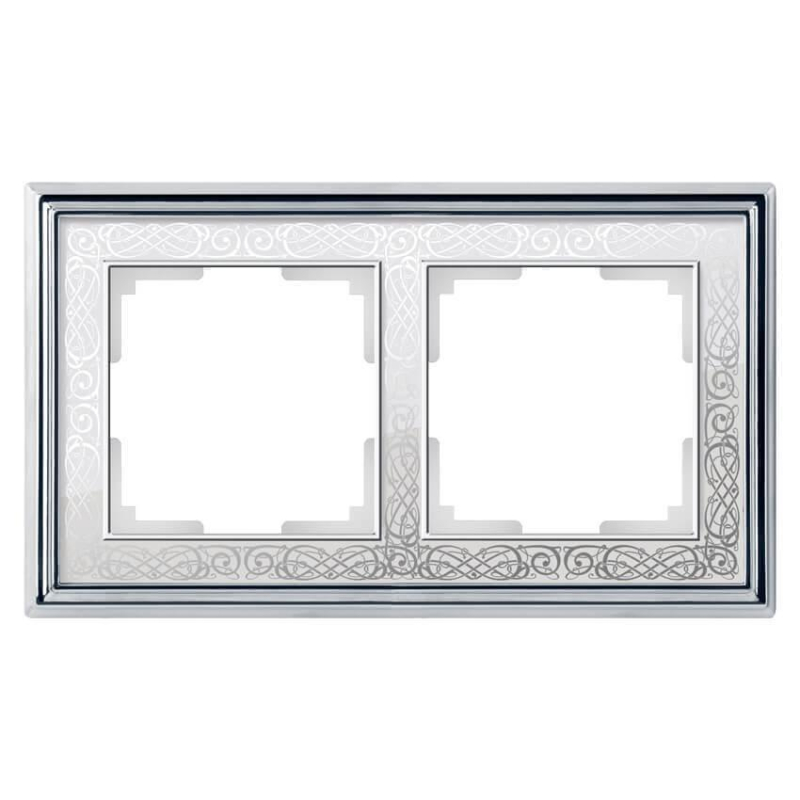 Рамка Werkel Palacio Gracia на 2 поста хром/белый WL77-Frame-02 4690389126062 в Санкт-Петербурге