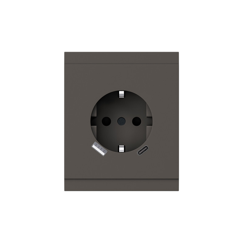 Розетка SETE 1-ая с/з с/у з/ш 16А с USB A+C быстрой зарядки 5В/3А графит IP20/IP44 KRANZ KR-79-0704-3 в Санкт-Петербурге