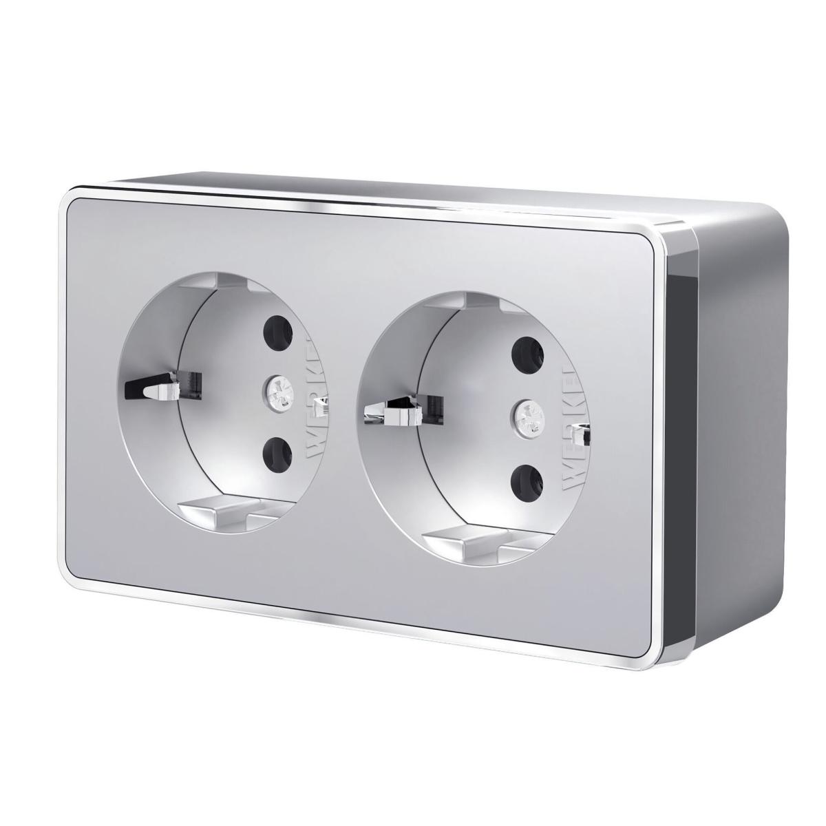 Розетка двойная с заземлением Werkel Gallant серебряный W5072106 4690389167188 в Санкт-Петербурге