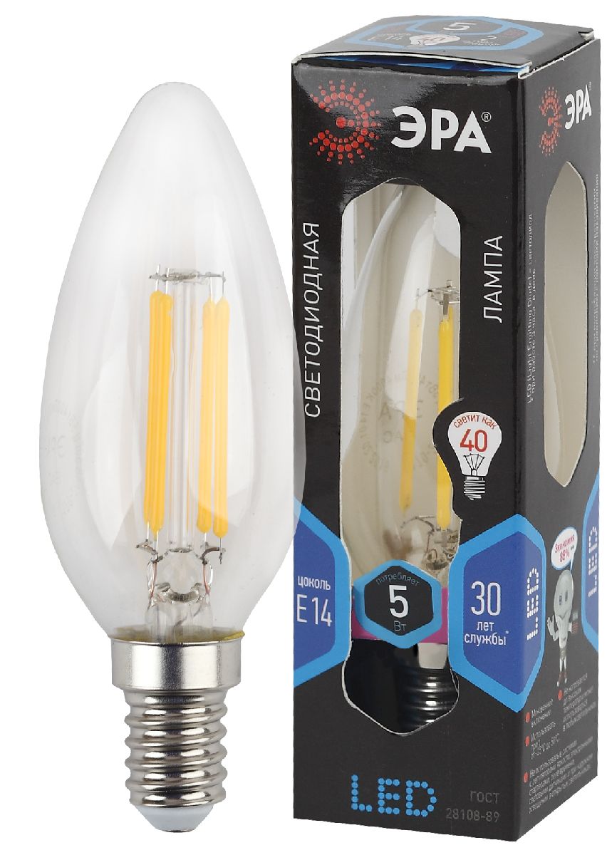 Лампа светодиодная Эра E14 5W 4000K F-LED B35-5W-840-E14 Б0043449 в Санкт-Петербурге