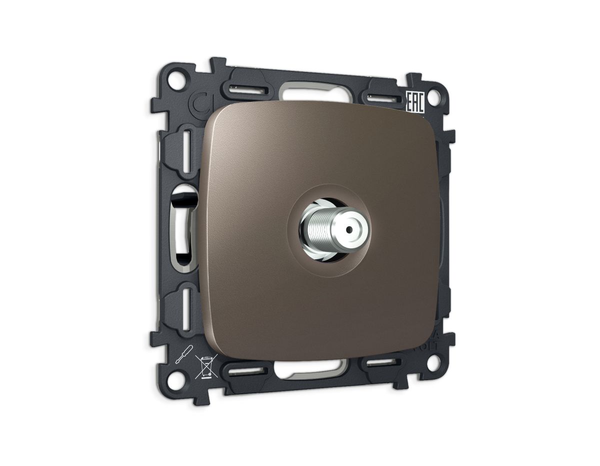 Комплект механизма TV розетки Ambrella Volt SAT 5-2400MHz 3.5dB OMEGA MO643050 Темная бронза матовый QUANT (OP6430, VM215) в Санкт-Петербурге