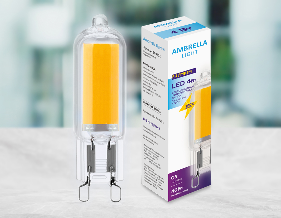 Светодиодная лампа Ambrella Light Filament G9 Капсула G9 4W 4200K 204532 в Санкт-Петербурге