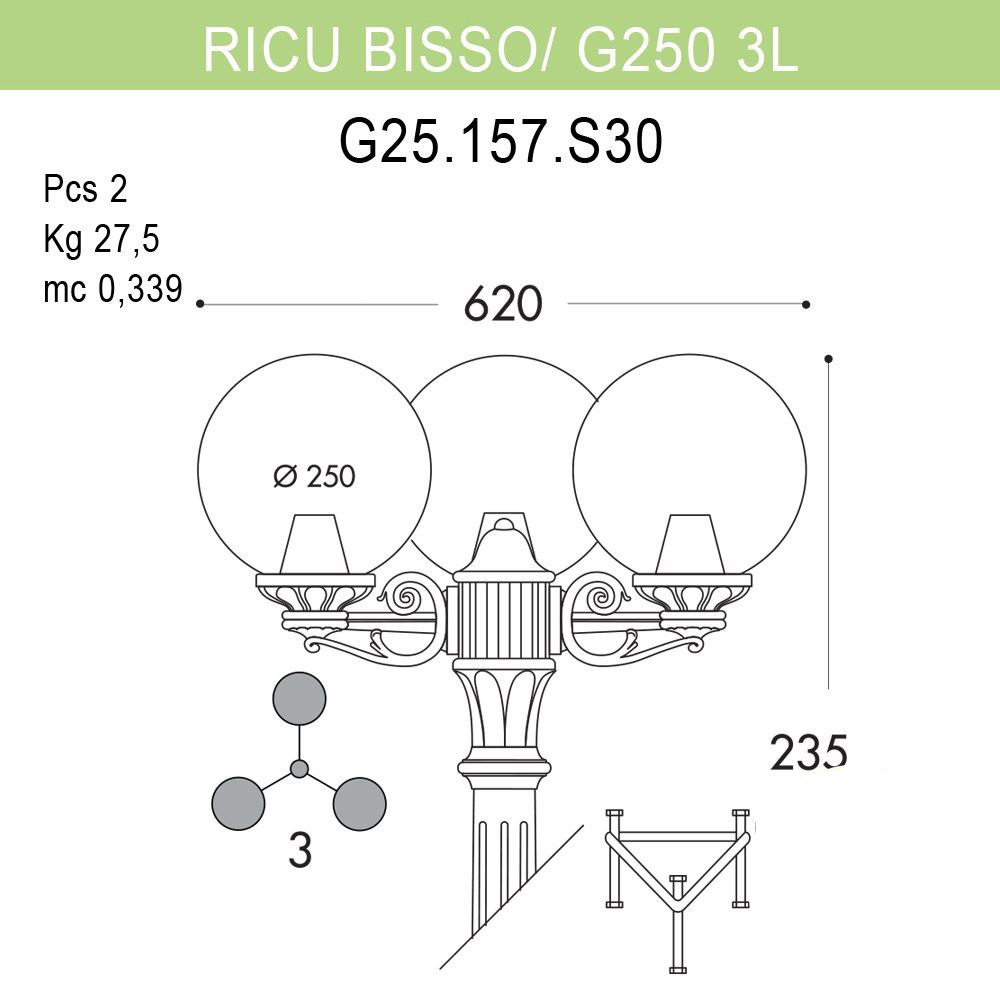 Уличный фонарь Fumagalli Ricu Bisso/G250 G25.157.S30.WYE27 в Санкт-Петербурге