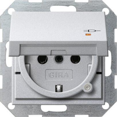 Розетка Gira System 55 Schuko с/з со шторками крышкой 16A 250V безвинтовой зажим алюминий 276326 в Санкт-Петербурге