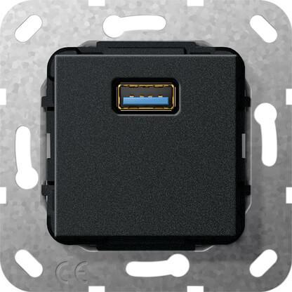 Розетка USB 3.0 A Gira System 55 разветвительный кабель черный матовый 568310 в Санкт-Петербурге