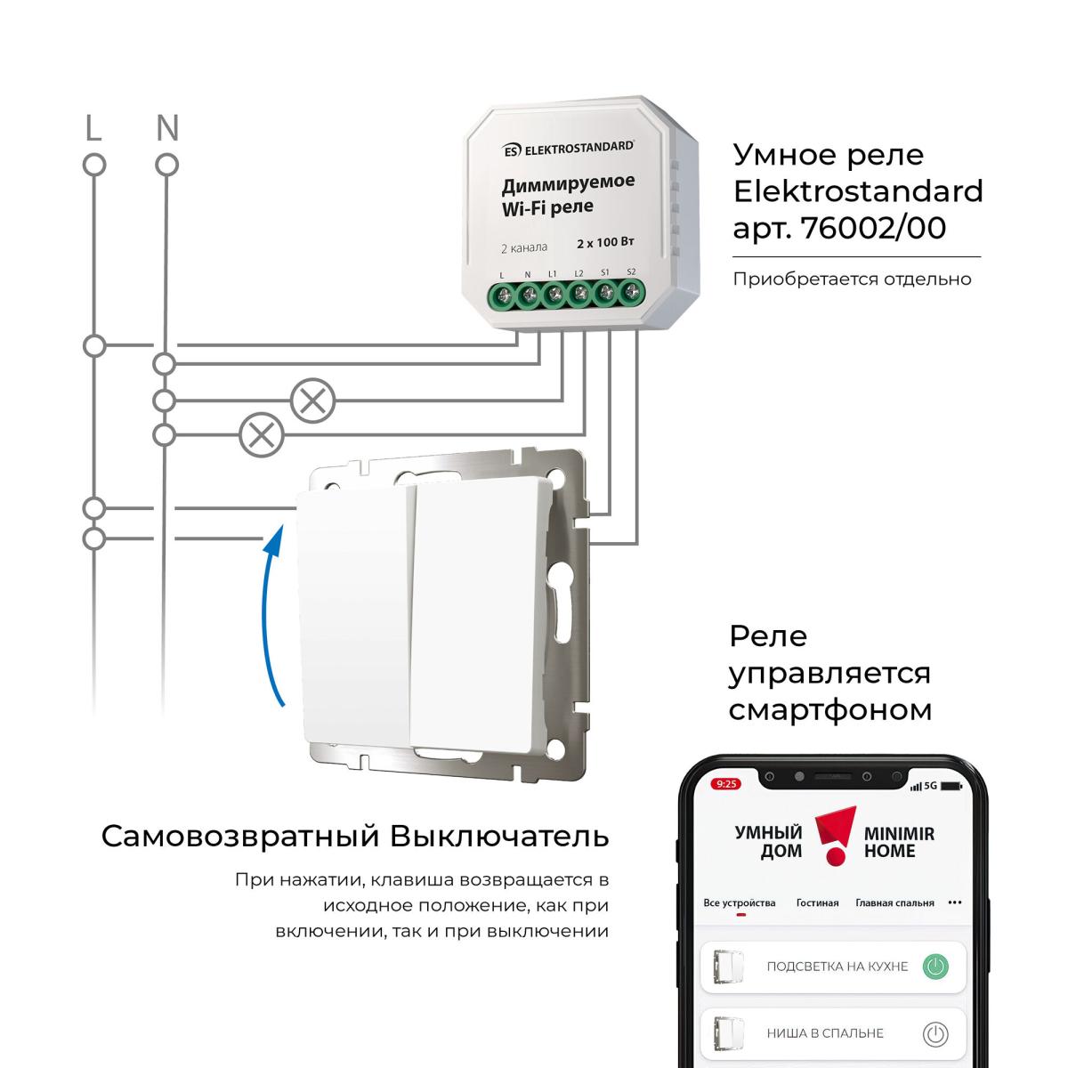 Выключатель двухклавишный с самовозвратом Werkel 4690389192319 W1122401 a062572 в Санкт-Петербурге