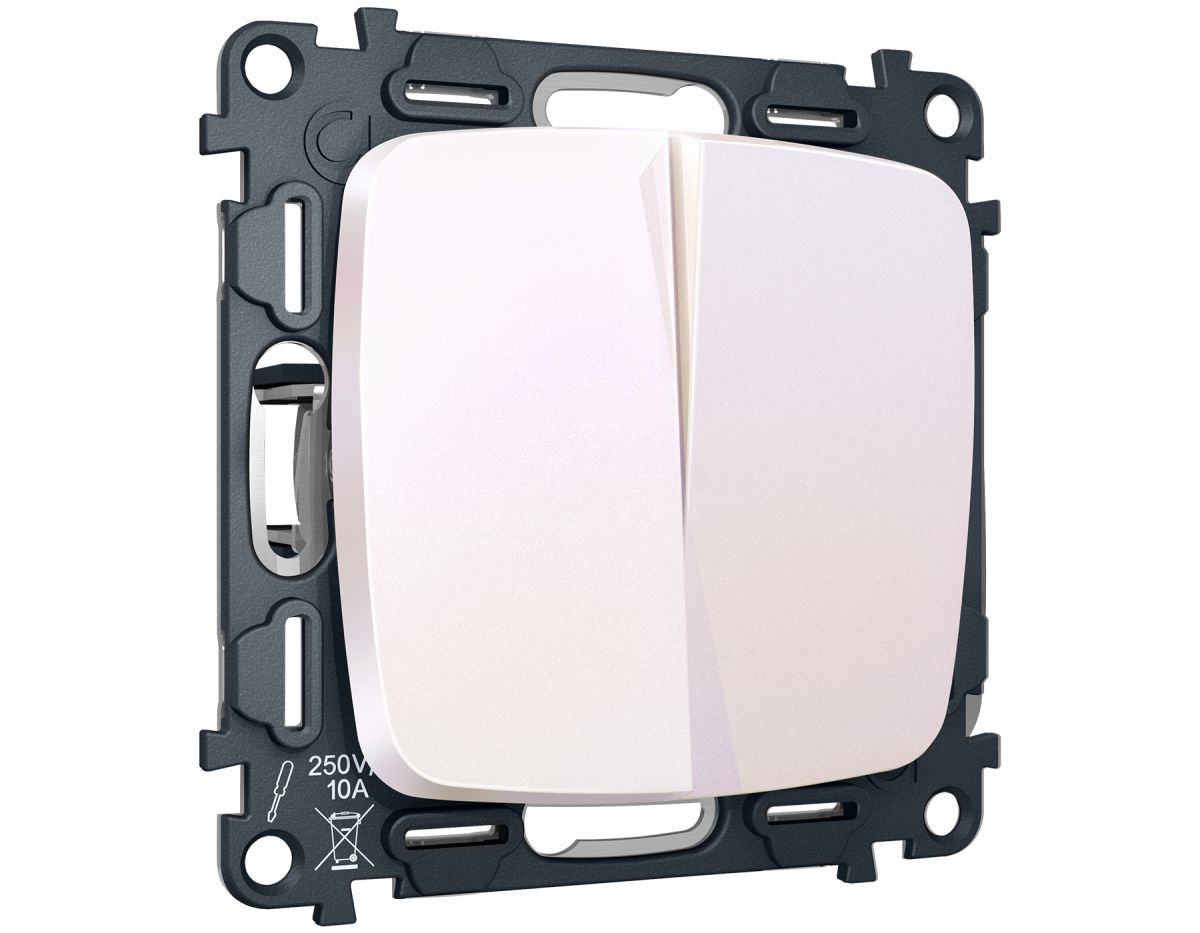 Комплект механизма 2-клавишного перекрестного выключателя Ambrella Volt 10A-250V OMEGA MO203030 Жемчуг QUANT (OP2030, VM125) в Санкт-Петербурге