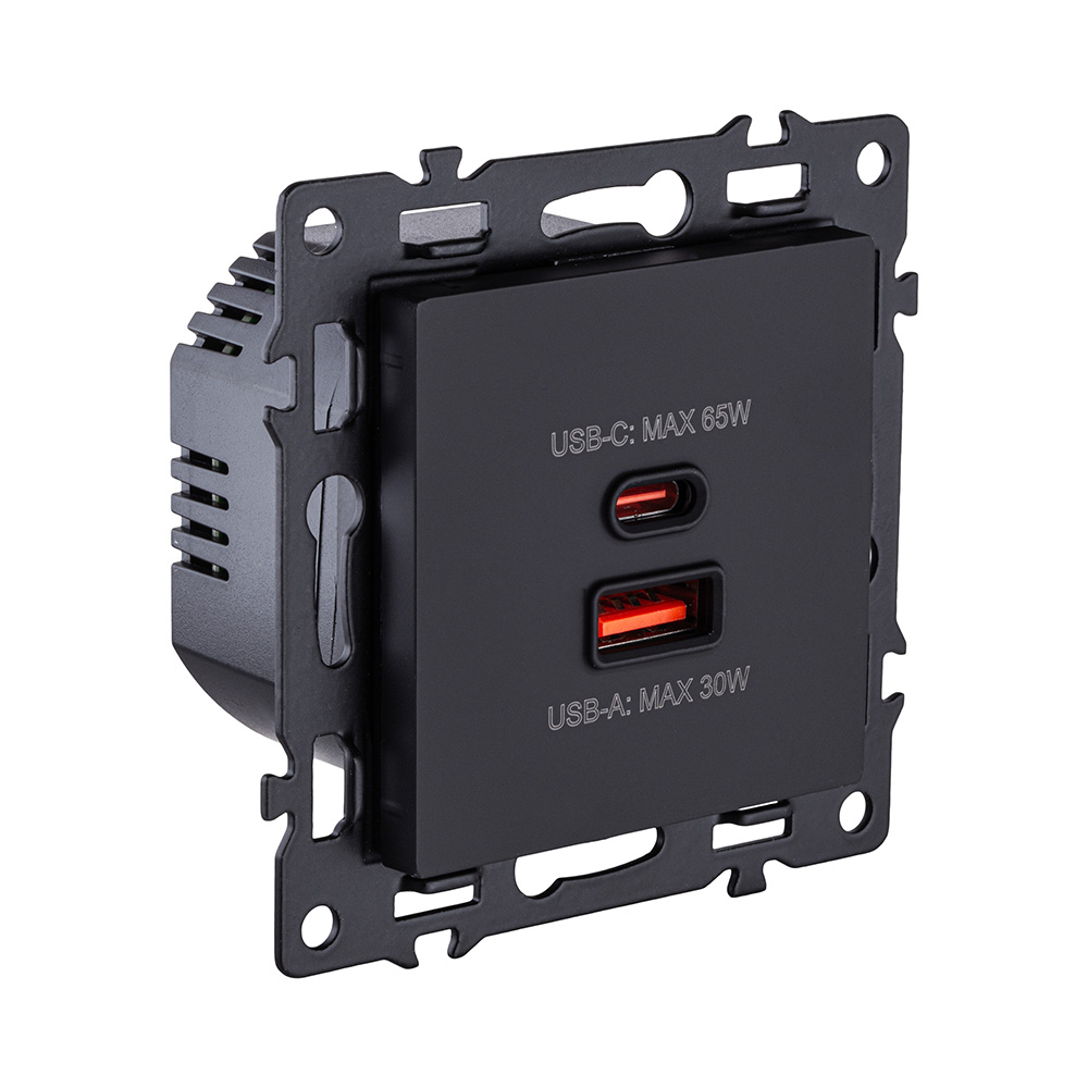 Розетка USB A+C 65W, черный Kollinger Asthetik AS-024BK в #REGION_NAME_DECLINE_PP#