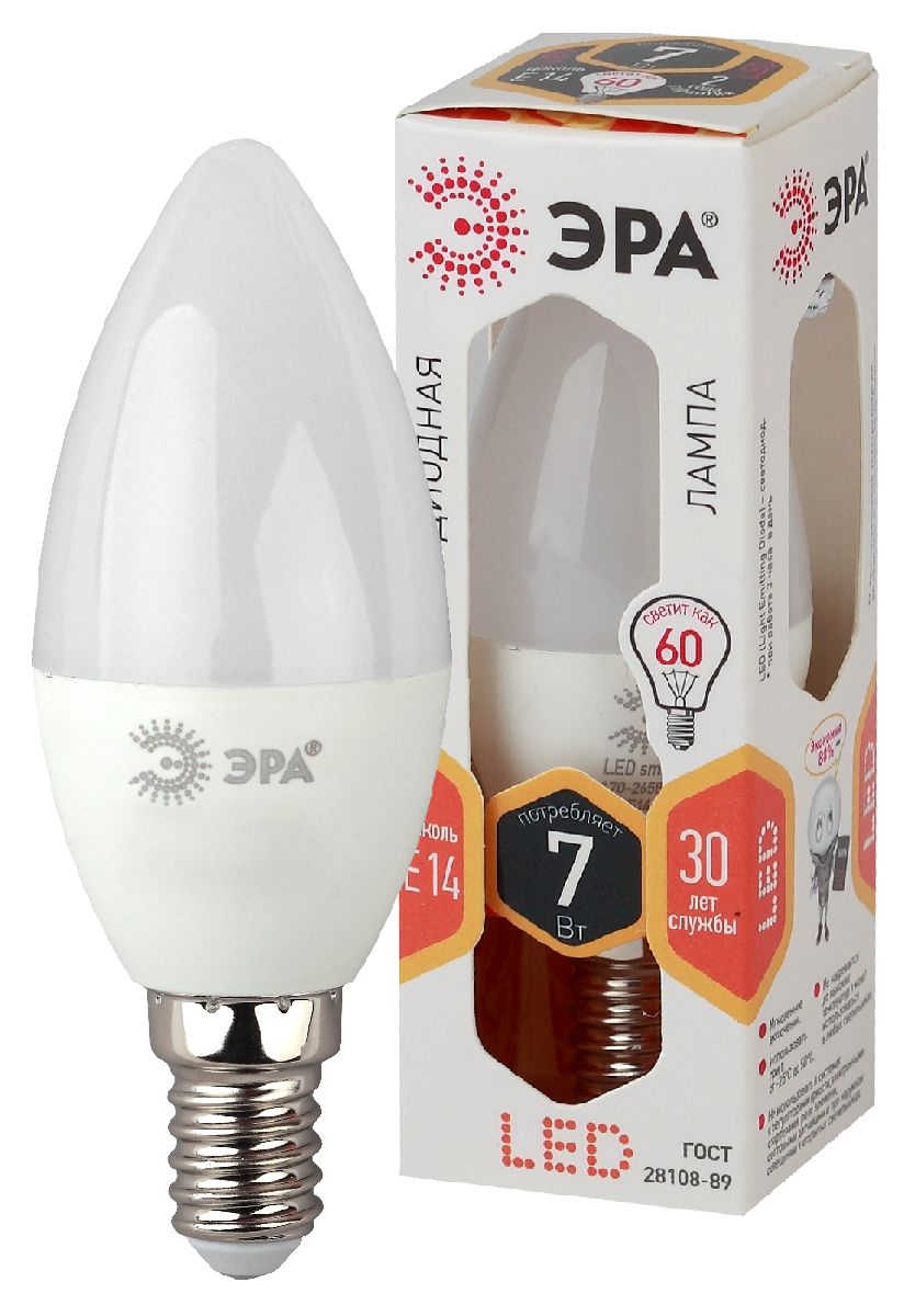 Лампа светодиодная Эра E14 7W 2700K LED B35-7W-827-E14 Б0020538 в #REGION_NAME_DECLINE_PP#