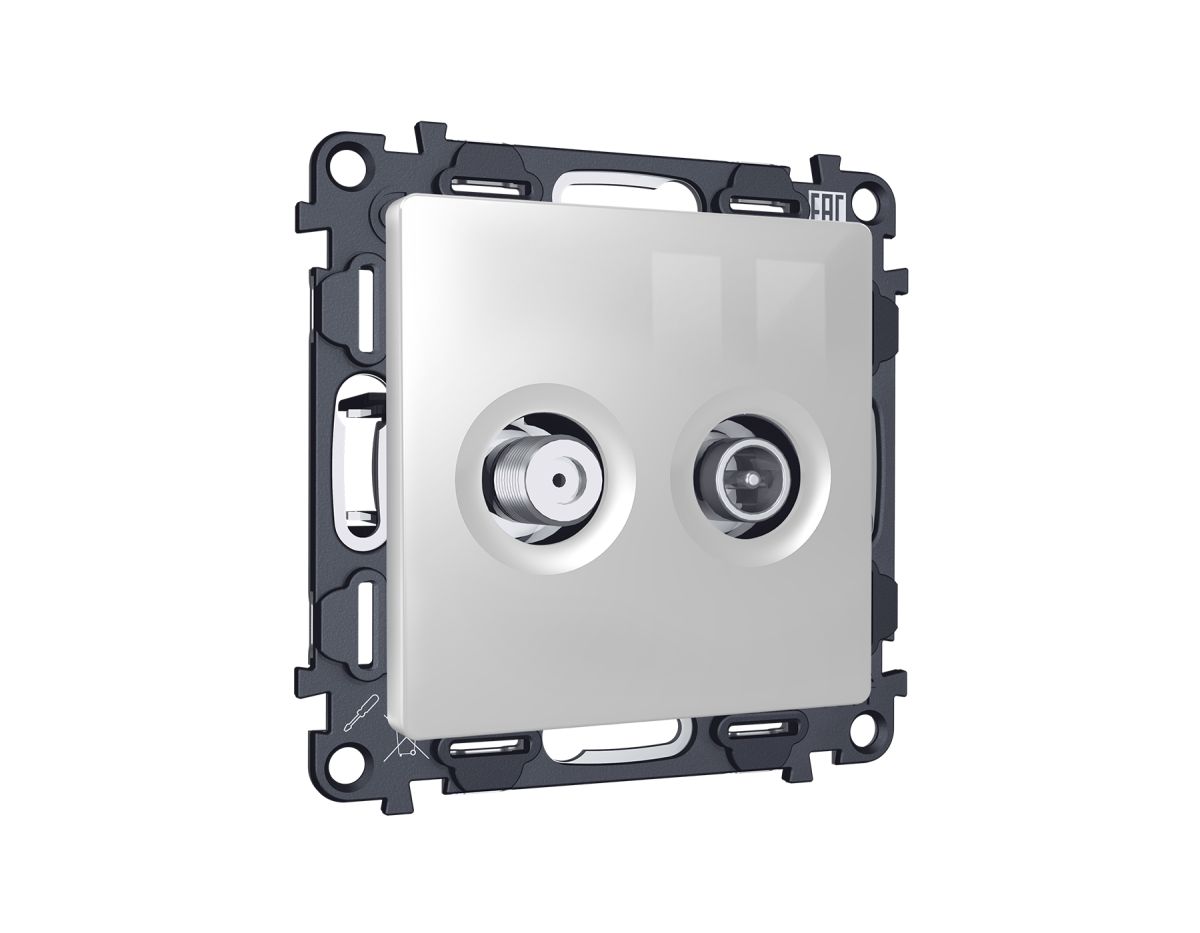 Комплект механизма розетки TV оконечной + SAT 5-862MHz 3.5dB/950-2150MHz 3.5dB Alfa Серебро глянец Quant Ambrella Volt MA413310 (AP4133, VM217) в #REGION_NAME_DECLINE_PP#