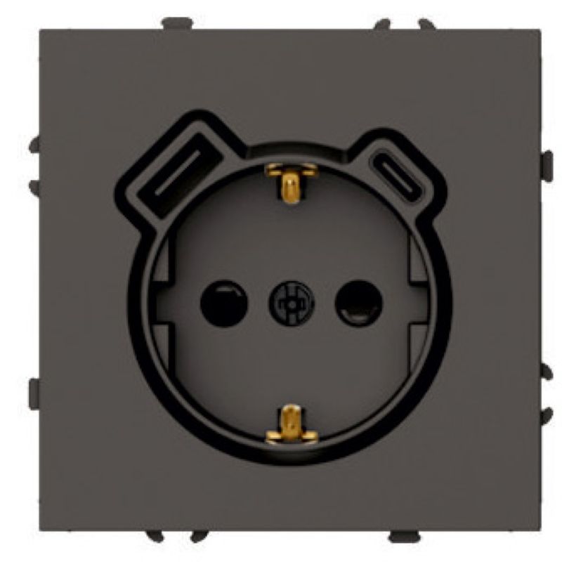 Розетка 1-местная з/ш с/з 16А + USB + Type C (механизм) Stekker Эмили RST16-5119-09 антрацит soft touch 50361 в #REGION_NAME_DECLINE_PP#