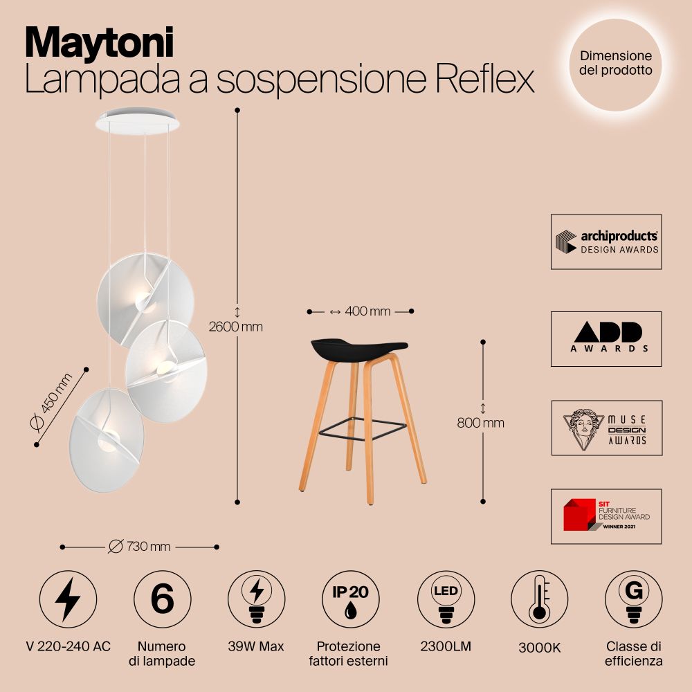 Подвесной светильник Maytoni Reflex MOD154PL-L6W3K1 в Санкт-Петербурге