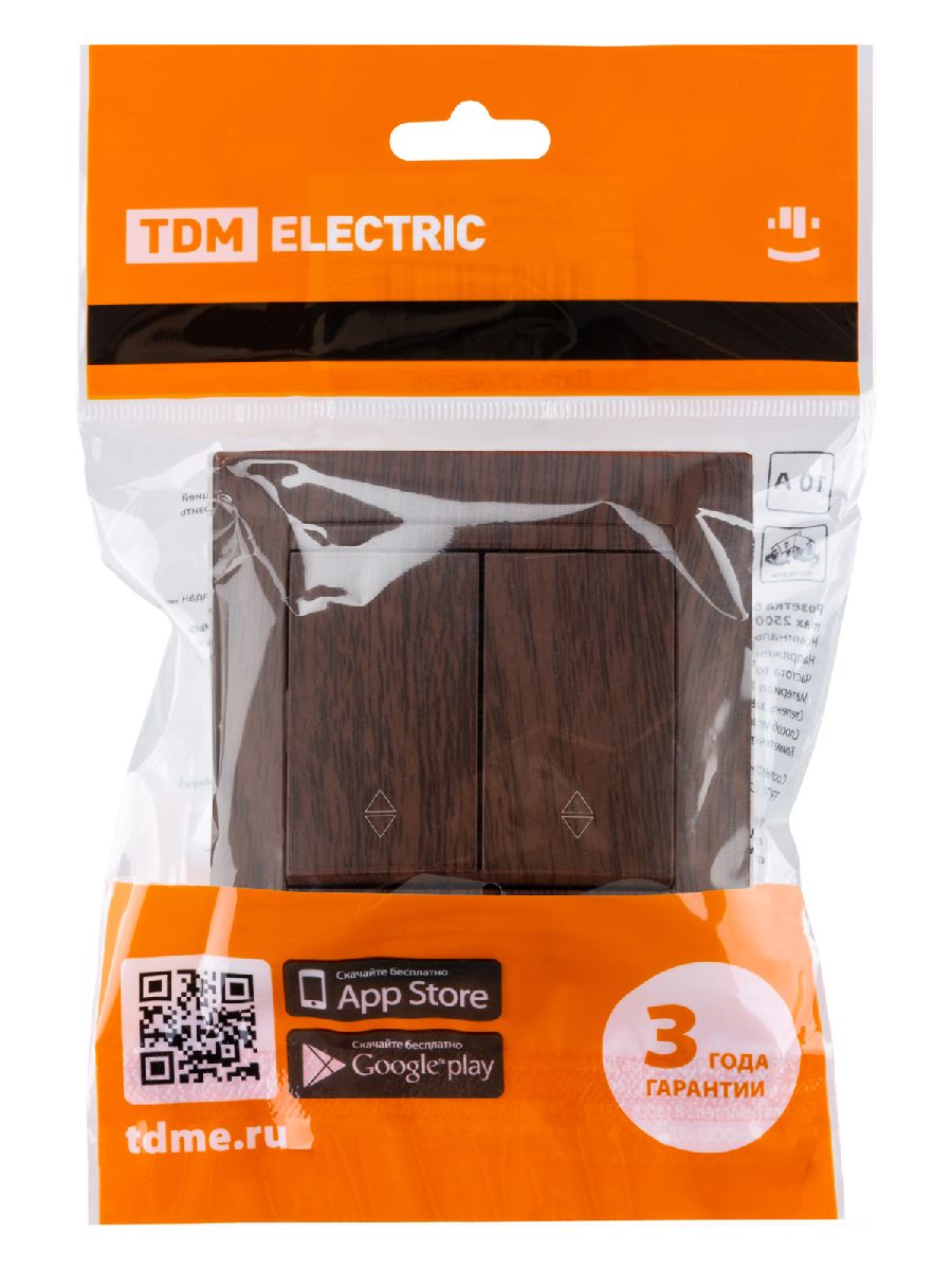 Выключатель двухклавишный на 2 направления Лама TDM Electric SQ1815-0407 в Санкт-Петербурге