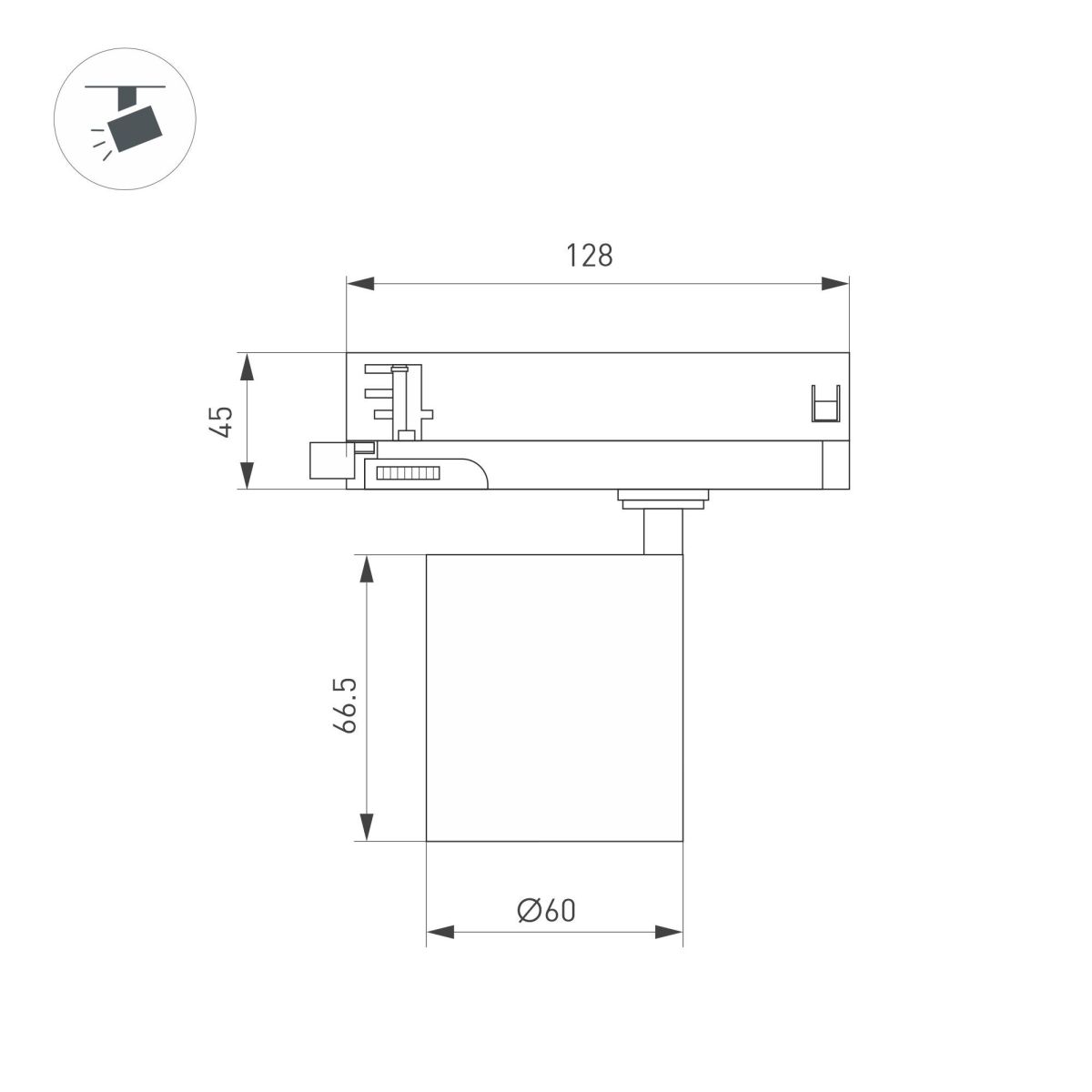 Трековый трехфазный светильник Arlight LGD-DYKE-4TR-R60-8W Day4000 (WH, 38 deg, 230V) 052270 в Санкт-Петербурге