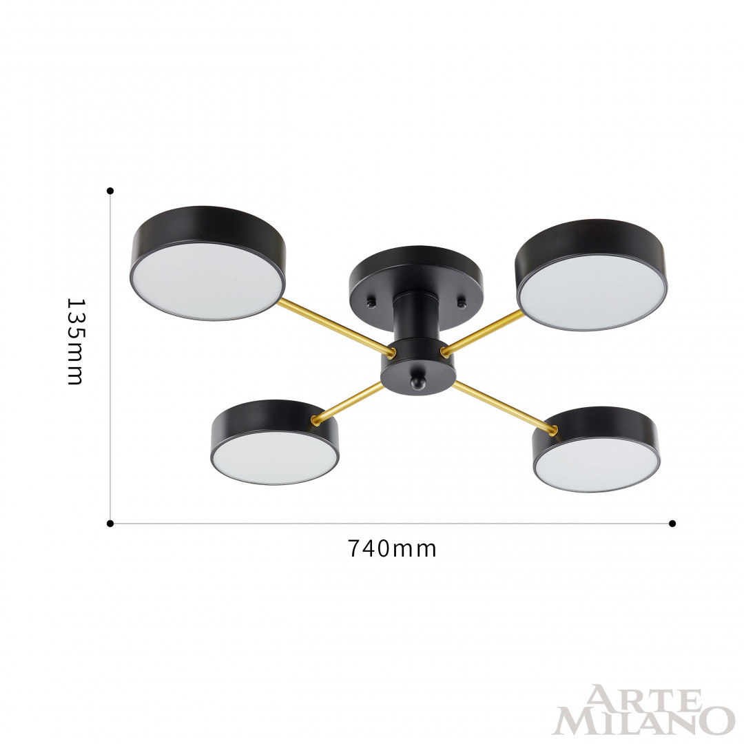 Потолочная люстра Arte Milano Ferrara 252006/4 Bk/Bk в #REGION_NAME_DECLINE_PP#