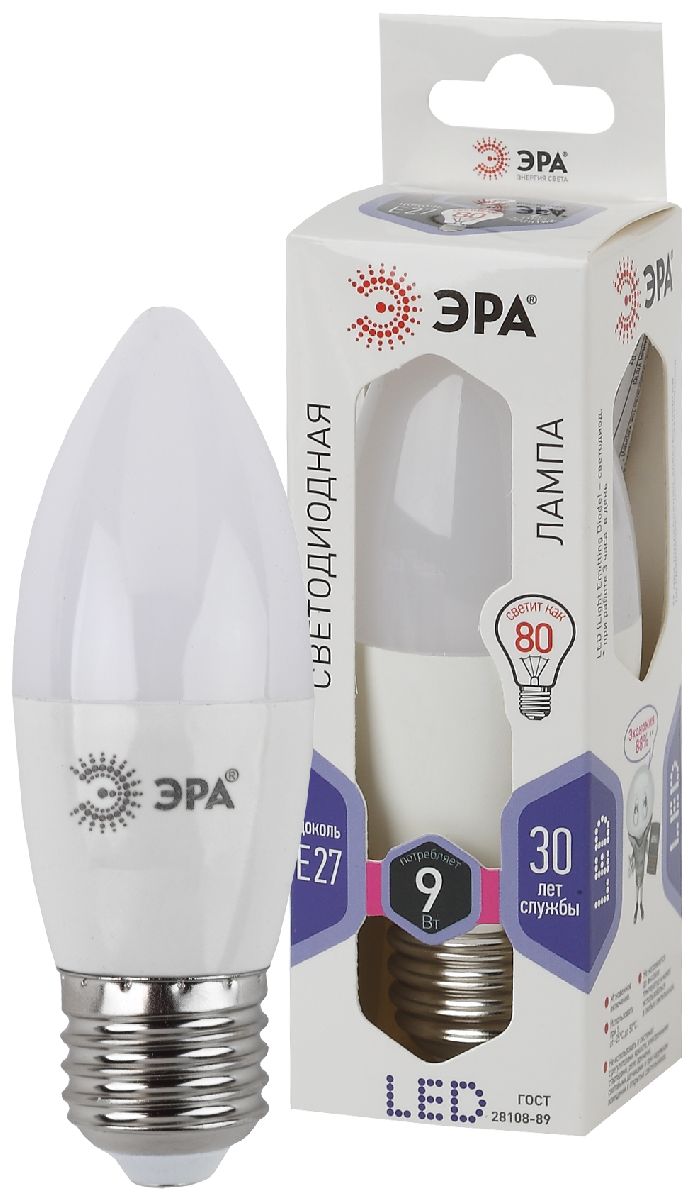 Лампа светодиодная Эра E27 9W 6000K LED B35-9W-860-E27 Б0031410 в Санкт-Петербурге