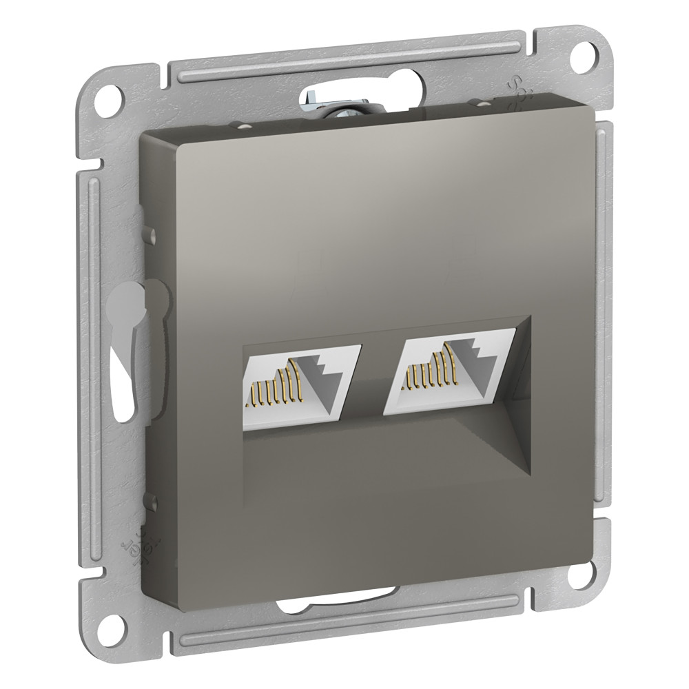 Розетка двойная компьютерная RJ45+RJ45, кат.5E Systeme Electric AtlasDesign Сталь ATN000985 в Санкт-Петербурге