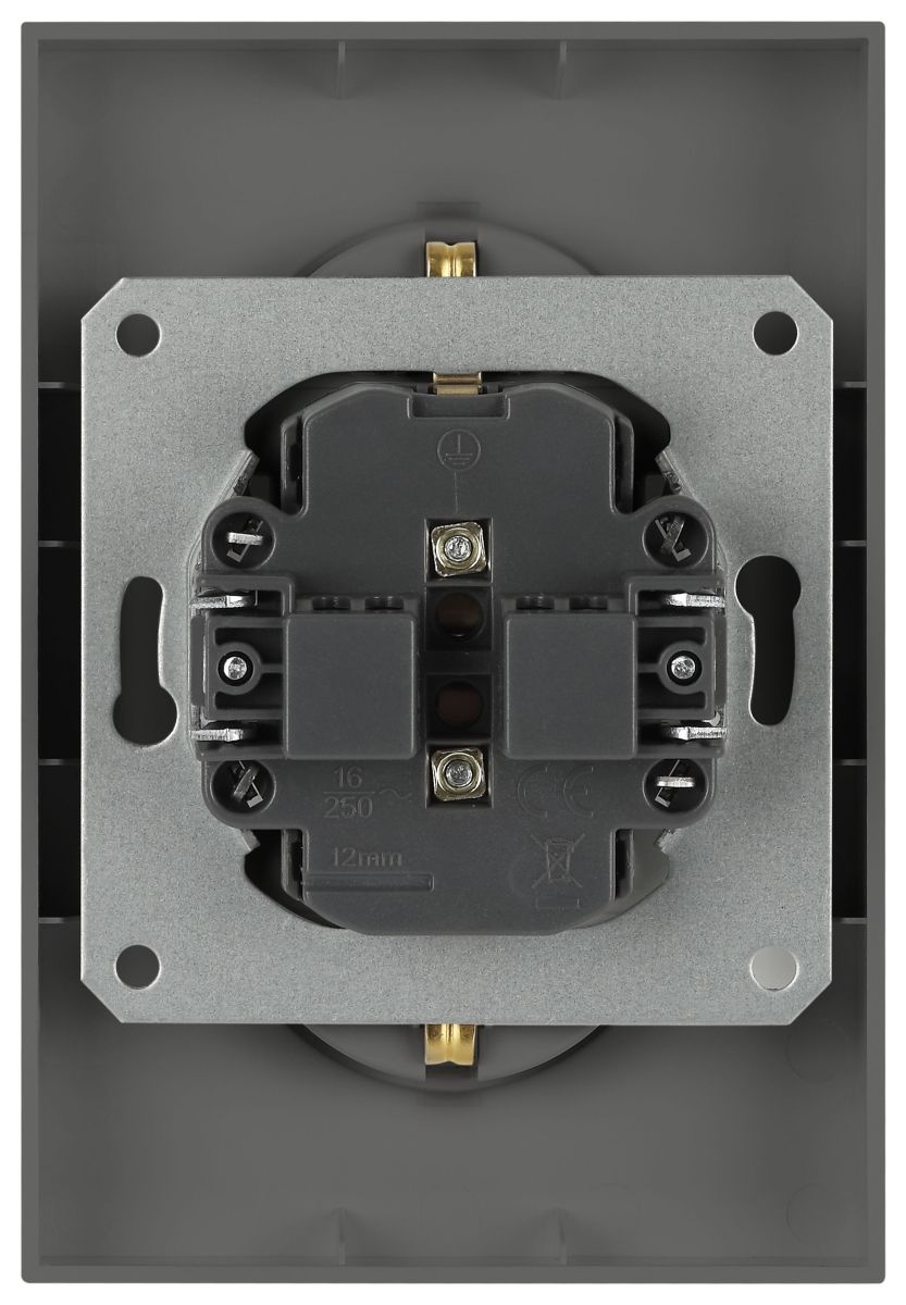 Розетка Эра Arktik 16-2105-06 двойная с заземлением 2X2P+E Schuko со шторками 16А-250В графит Б0070459 в Санкт-Петербурге