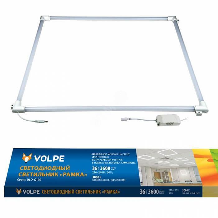 Встраиваемый светодиодный светильник Volpe ULO-Q190 6060-36W/3000K White UL-00004085 в Санкт-Петербурге