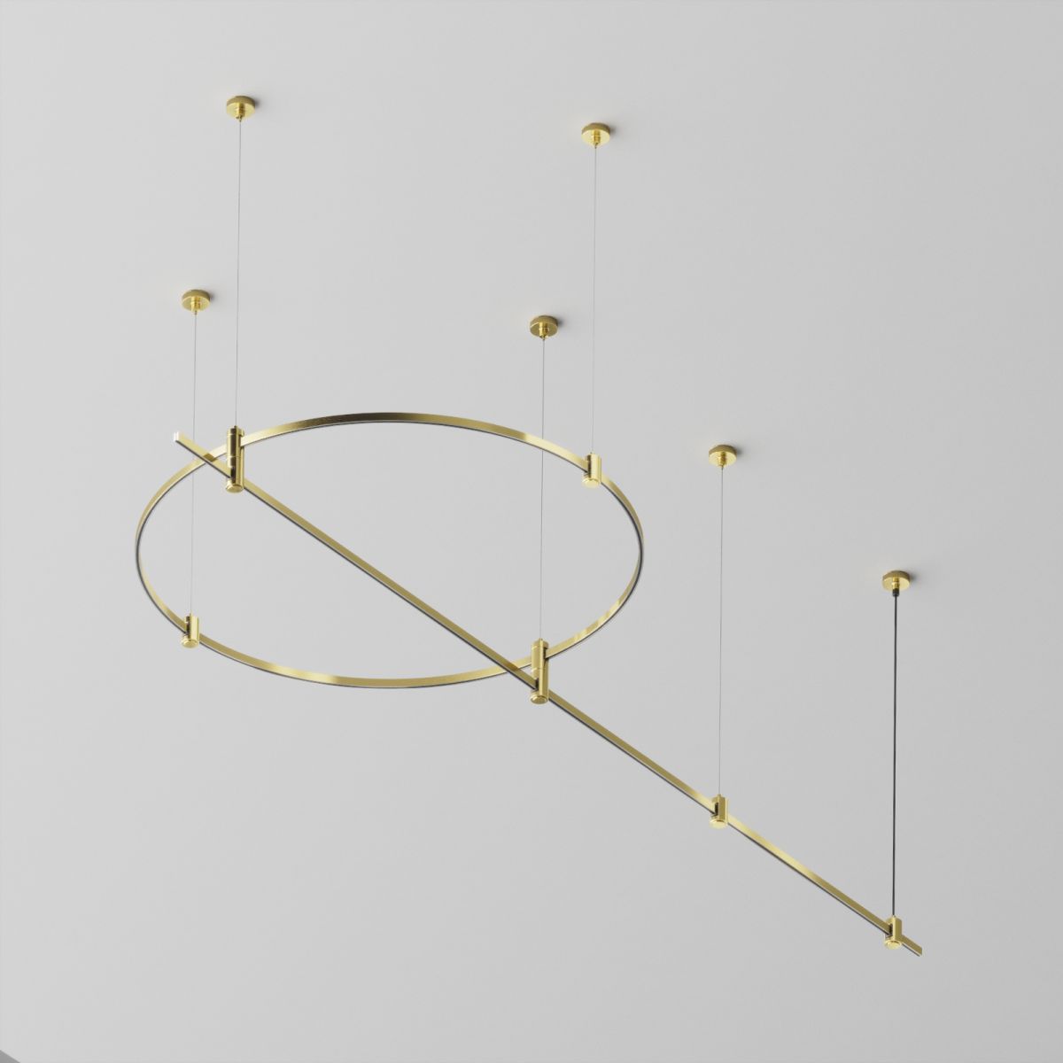 Основание круглое+прямое  на тросовых подвесах Hang для трековых светильников Maytoni Technical Flarity TFC-Flar-H05-BS в Санкт-Петербурге