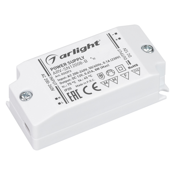 Блок питания Arlight ARV-SN12008-B 12V 0.67A 8W 033273 в Санкт-Петербурге