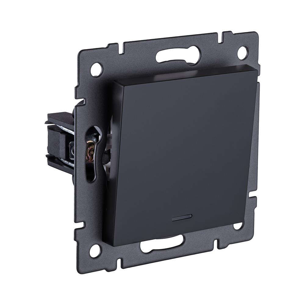 Выключатель 1-клавишный 10А/250В с LED подсветкой, черный матовый Kollinger REA-S-002BM для Aspekt, Eleganz, Reflex в Санкт-Петербурге