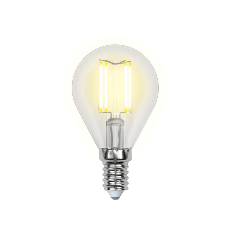 Лампа светодиодная филаментная (UL-00000197) Uniel E14 6W 3000K прозрачная LED-G45-6W/WW/E14/CL в Санкт-Петербурге
