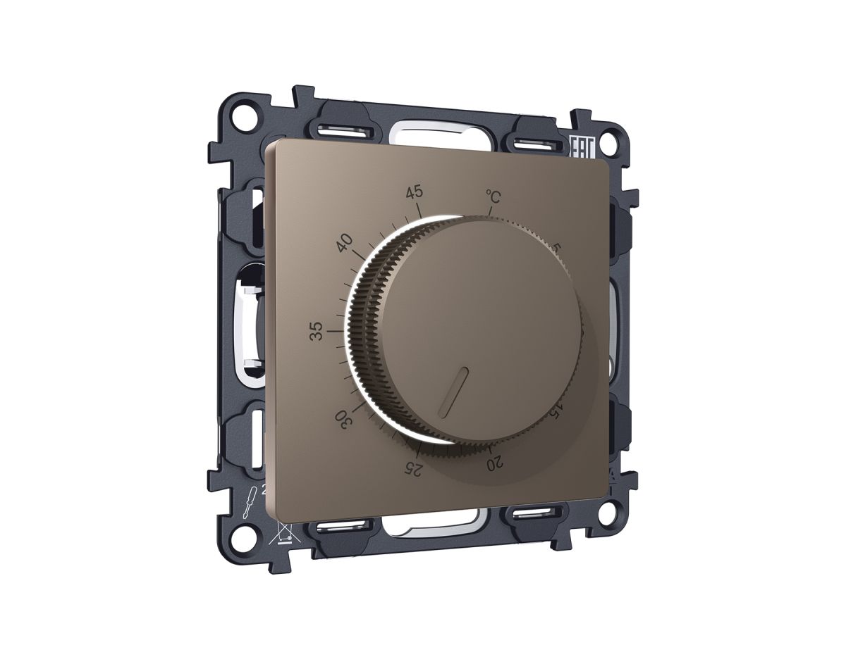 Комплект механизма терморегулятора с датчиком для теплого пола с подсветкой 16A-250V Alfa Темная бронза матовый Quant Ambrella Volt MA635710 (AP6357, VM1381) в Санкт-Петербурге