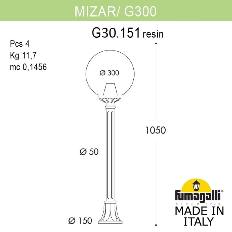 Садовый светильник Fumagalli G30.151.000.AXE27 в Санкт-Петербурге