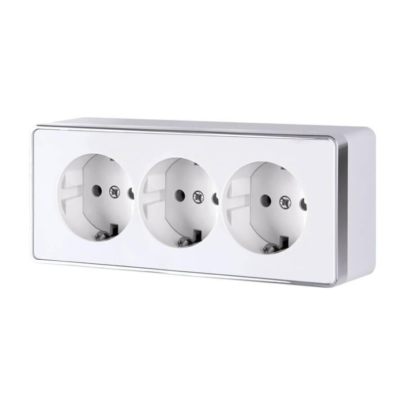 Розетка тройная с заземлением и шторками Werkel Gallant белый W5073101 4690389163913 в Санкт-Петербурге