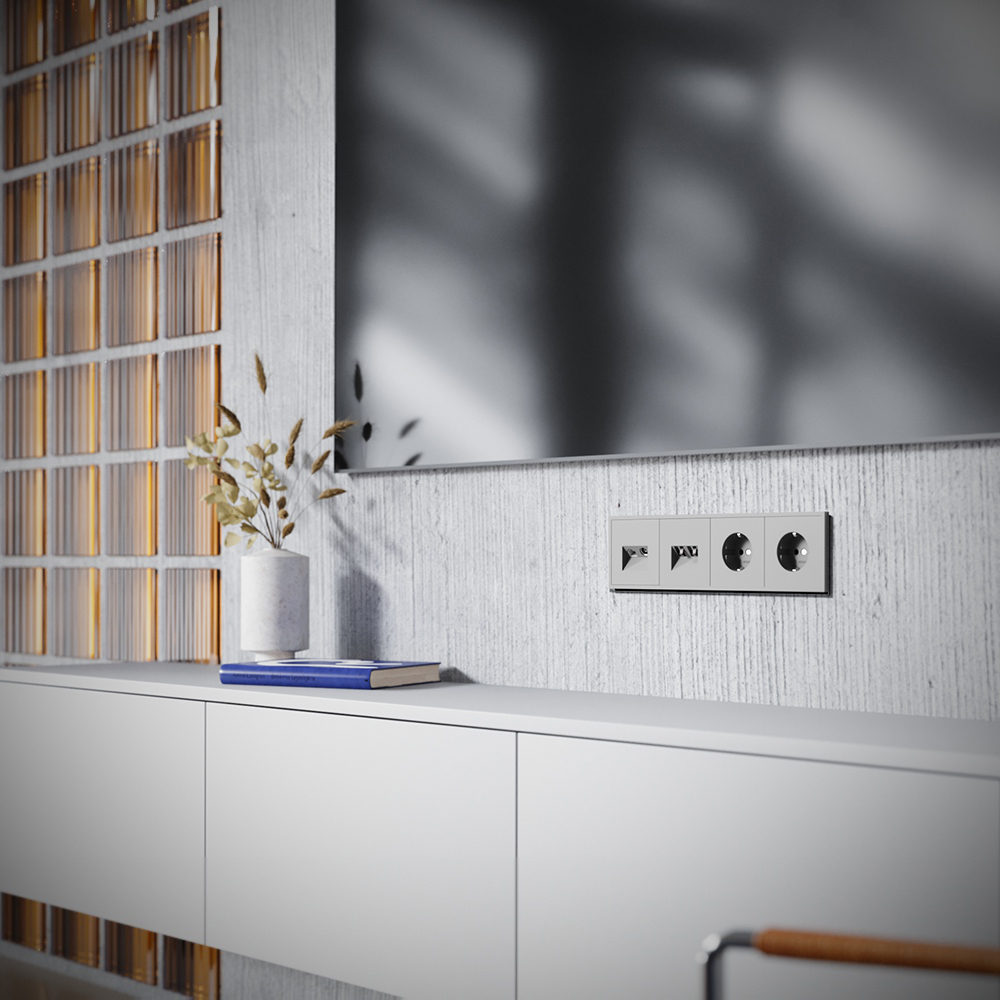 Розетка телевизионная встраиваемая Voltum S70 TV+RJ45 кат. 6, (кашемир) VLS060703 в Санкт-Петербурге