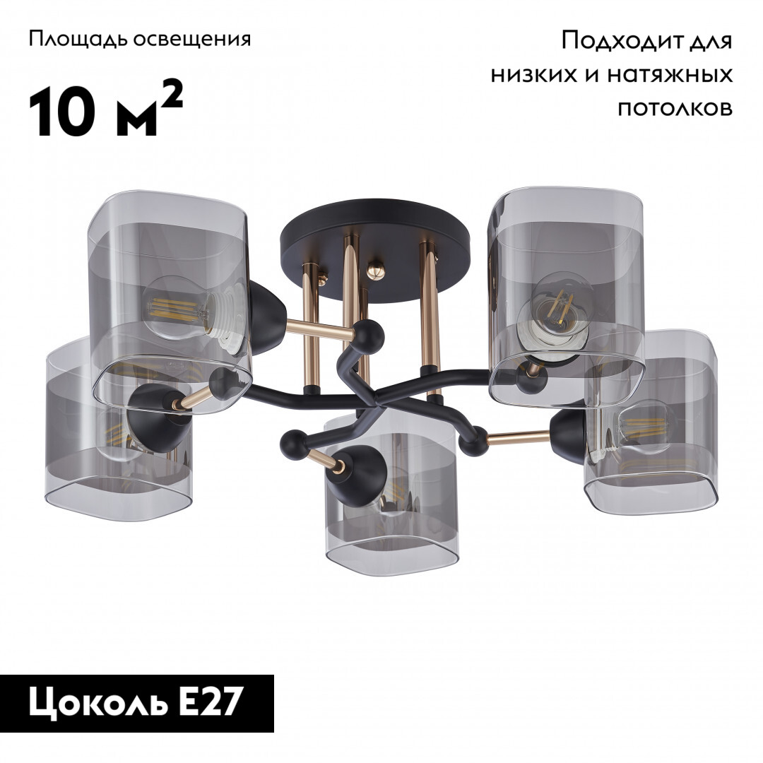 Потолочная люстра Arte Milano Amalfi 324308/5 BK+FG в Санкт-Петербурге