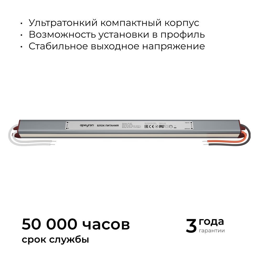 Блок питания Apeyron 24В 36Вт 200-264В 1,5А IP67 03-187 в Санкт-Петербурге