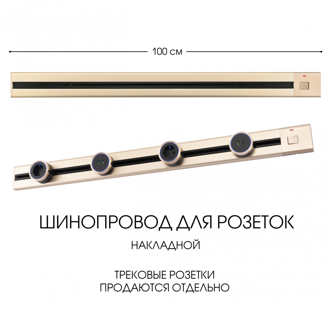 Накладной шинопровод с выключателем Arte Milano Am-track-sockets 385201TOB/100 Gold в #REGION_NAME_DECLINE_PP#