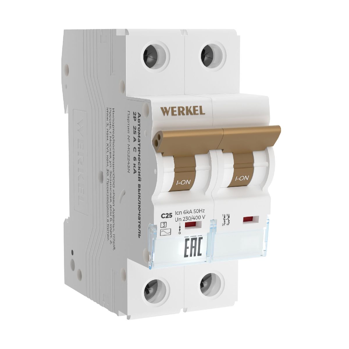 Автоматический выключатель 2P 25 A C 6 кА Werkel W902P256 4690389192791 a062543 в Санкт-Петербурге